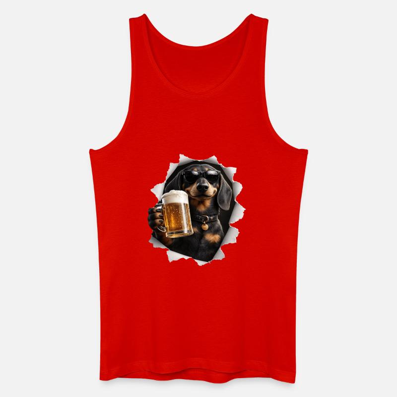 Dackel Bier - Männer Bio Tank Top - Rot