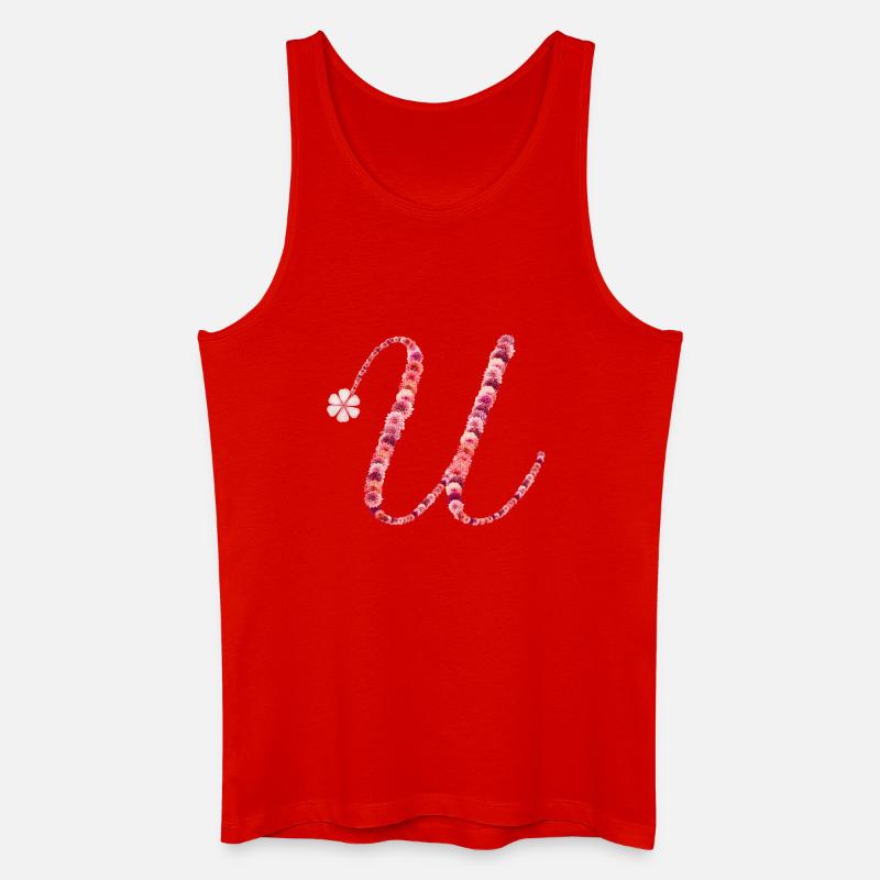 Romantisches Blumenmonogramm "U" - Männer Bio Tank Top - Rot