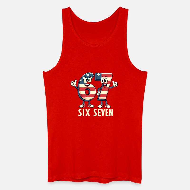 US Flag 67 Memes Six Seven - Männer Bio Tank Top - Rot