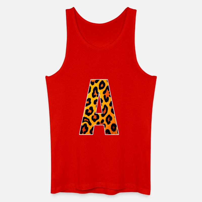 Leopard A-Buchstabe Print - Männer Bio Tank Top - Rot