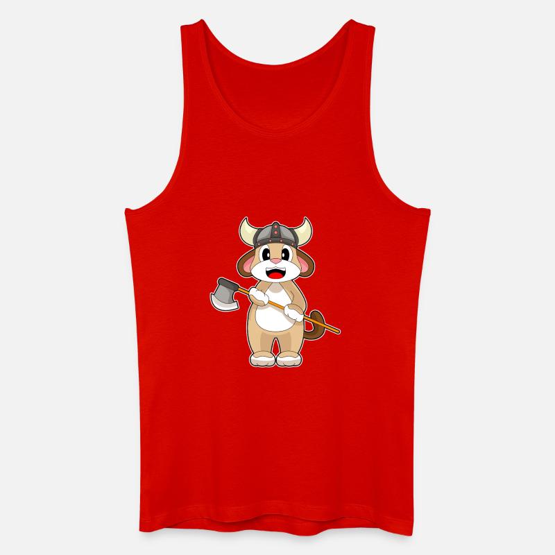 Hund Vikinger Axt - Männer Bio Tank Top - Rot