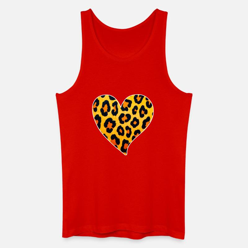 Leopard Heart Pattern: Wild Temperament - Men’s Organic Tank Top - red