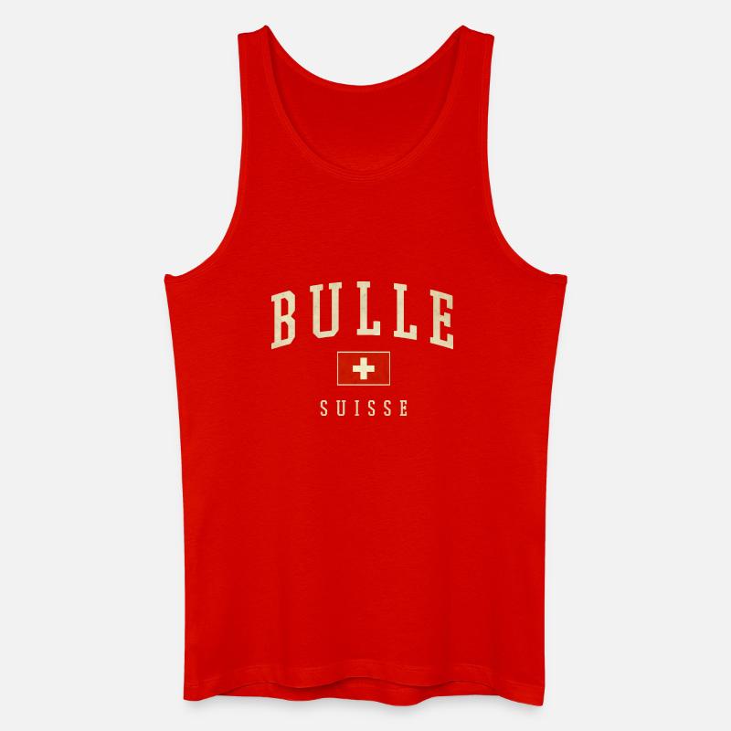 Bulle Schweiz Design - Varsity Stil - Männer Bio Tank Top - Rot