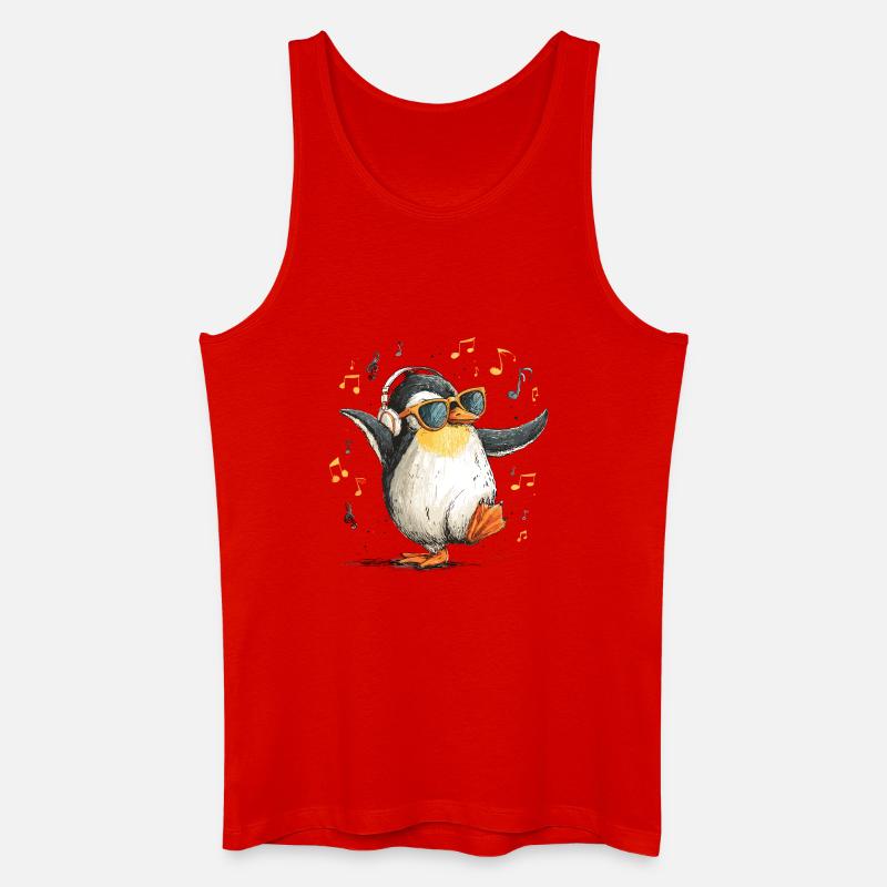 Penguin DJ mit Kopfhörern - Männer Bio Tank Top - Rot