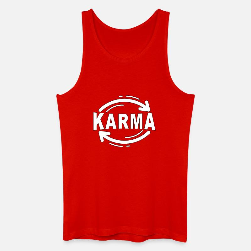 Karma - Minimalistisches Statement Design - Männer Bio Tank Top - Rot