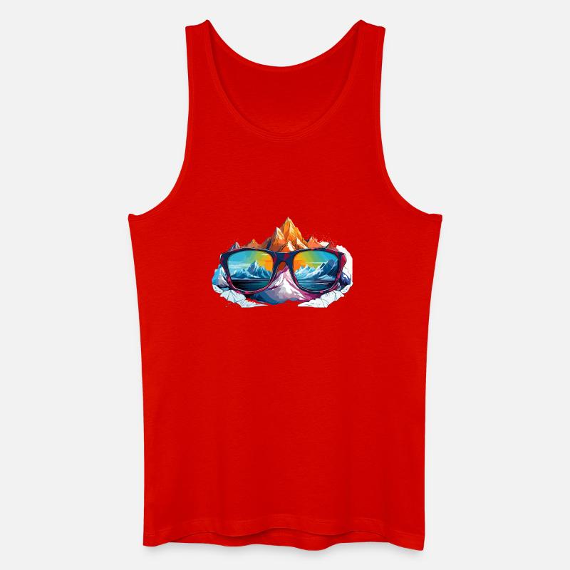 Bergpanorama in Sonnenbrille - Männer Bio Tank Top - Rot