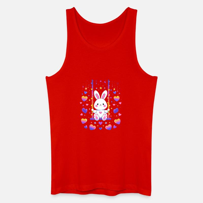 Hasen-Swing mit Herzen - Männer Bio Tank Top - Rot