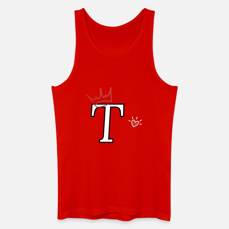 Buchstabe t Kronenherz - Männer Bio Tank Top - Rot
