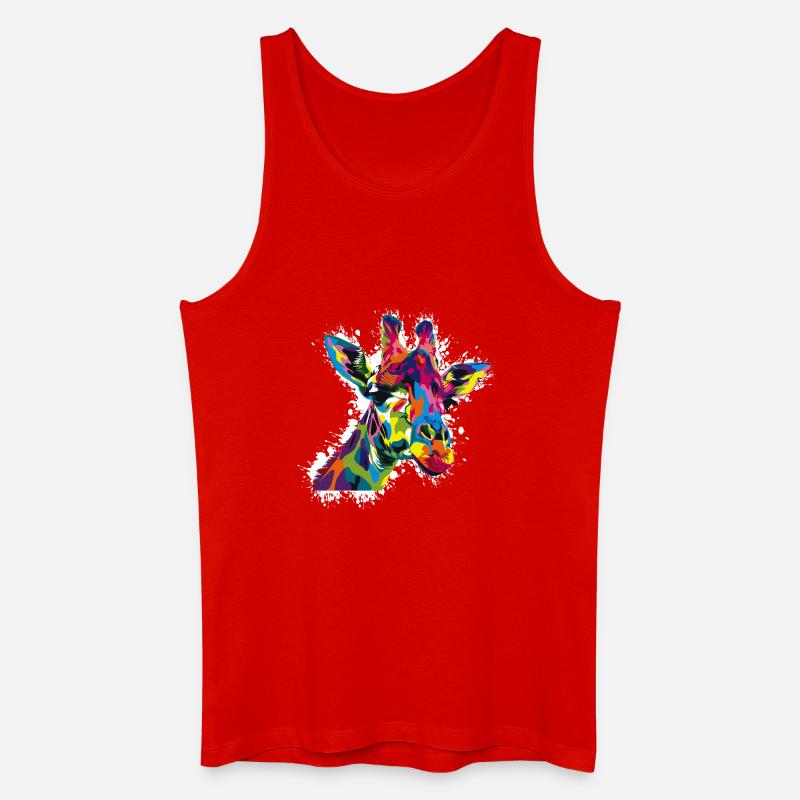 Farbige Giraffe Popart - Männer Bio Tank Top - Rot