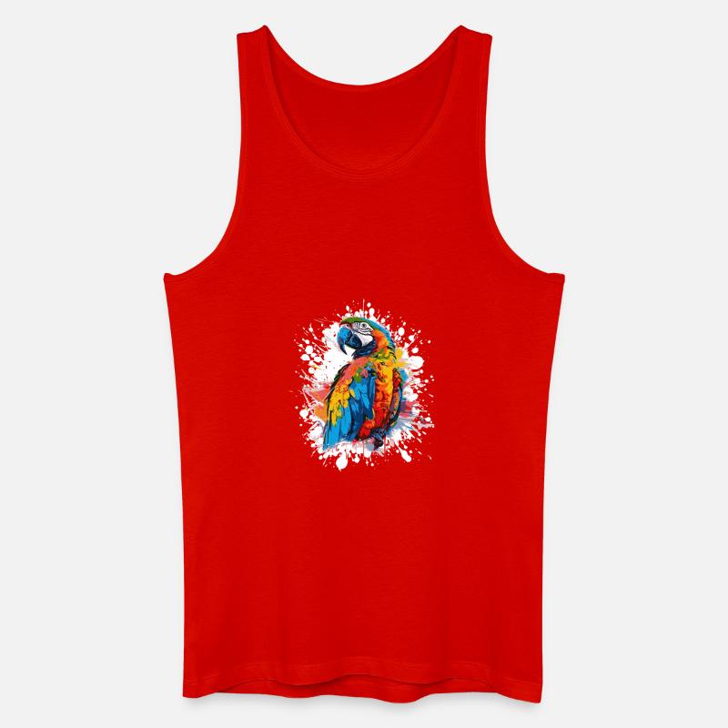 Farbexplosion Papagei Illustration - Männer Bio Tank Top - Rot