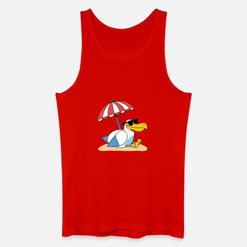 Sonniges Strand-Möwe mit Schirm - Männer Bio Tank Top - Rot