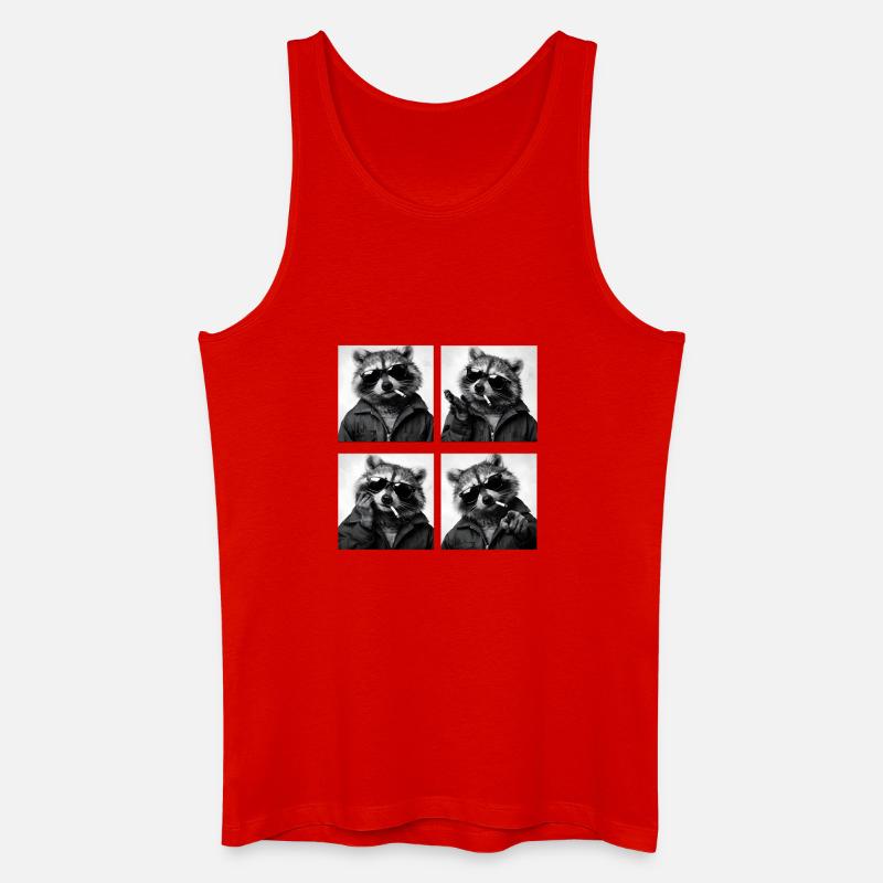 Waschbär Noir Vierfach: Sonnenbrille Zigarette - Männer Bio Tank Top - Rot