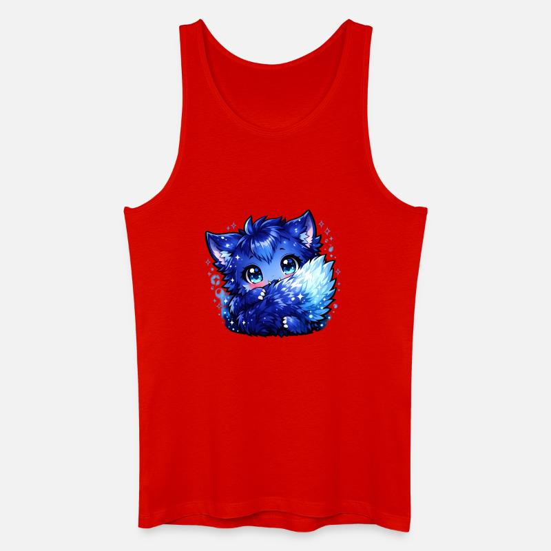 Blauer Eisfuchs Chibi-Design - Männer Bio Tank Top - Rot