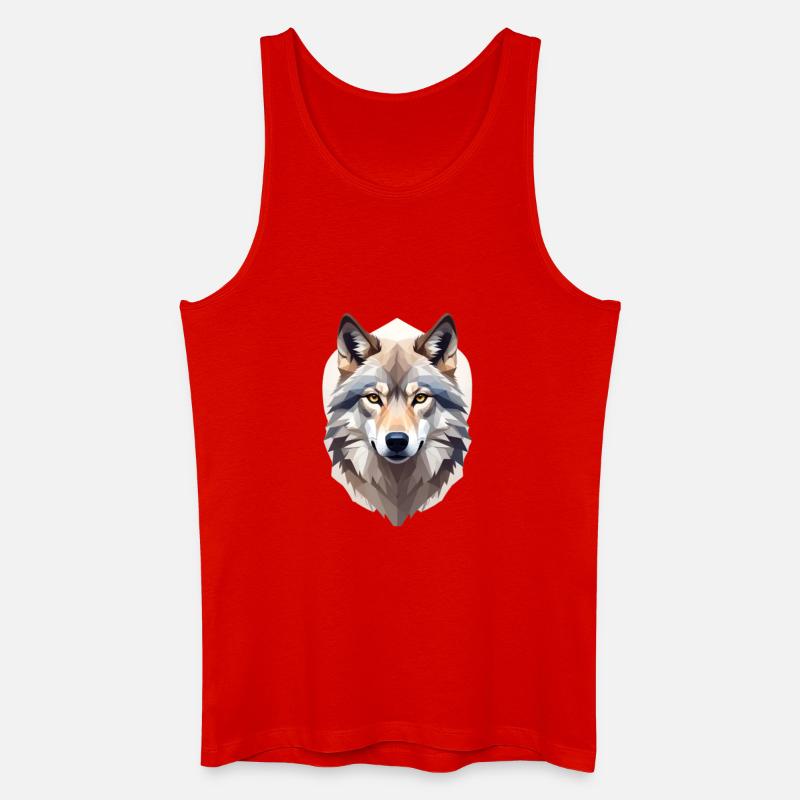 Geometrischer Wolfkopf - Männer Bio Tank Top - Rot