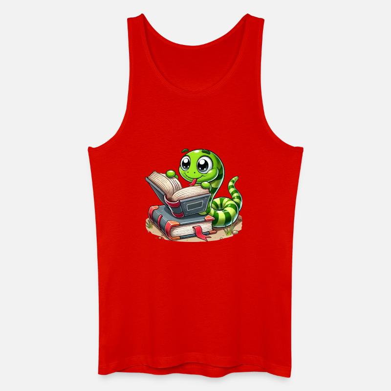 Lese Schlange mit Büchern - Männer Bio Tank Top - Rot