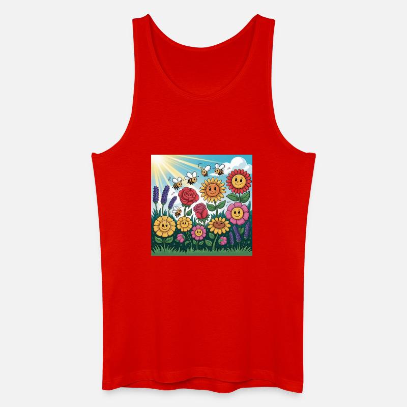 Sonnenblumengarten mit Biene - Männer Bio Tank Top - Rot