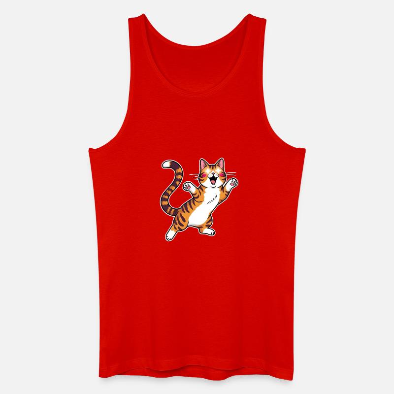 Fröhliche getigerte Katze Sprungfreude - Männer Bio Tank Top - Rot