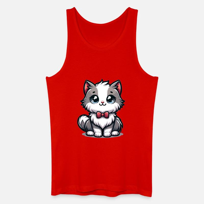 Kuschelkätzchen mit roter Fliege - Männer Bio Tank Top - Rot