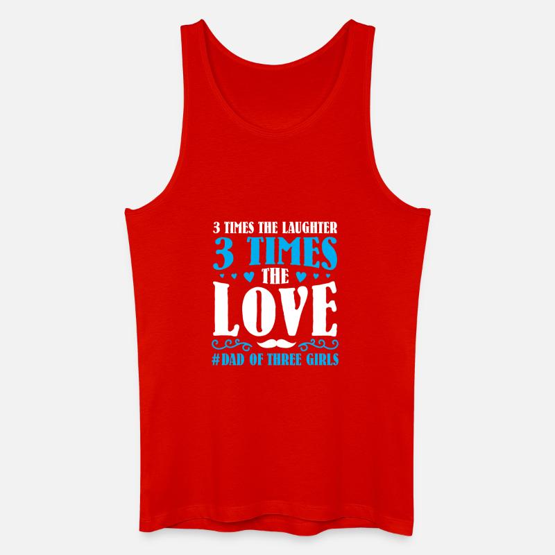 Papa Vater von drei Mädchen Töchtern - Männer Bio Tank Top - Rot