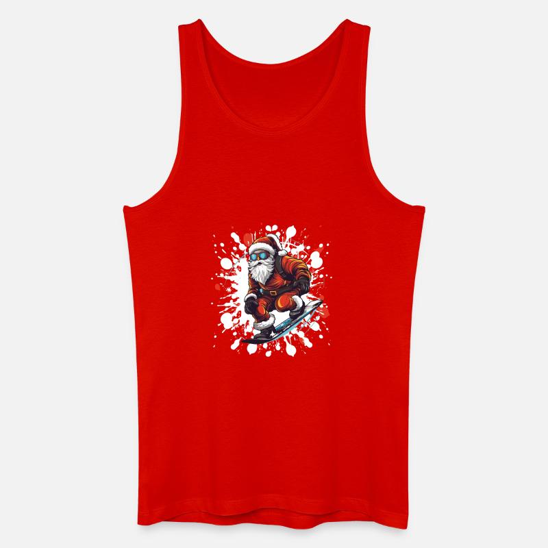 Weihnachtsmann Snowboard - Männer Bio Tank Top - Rot