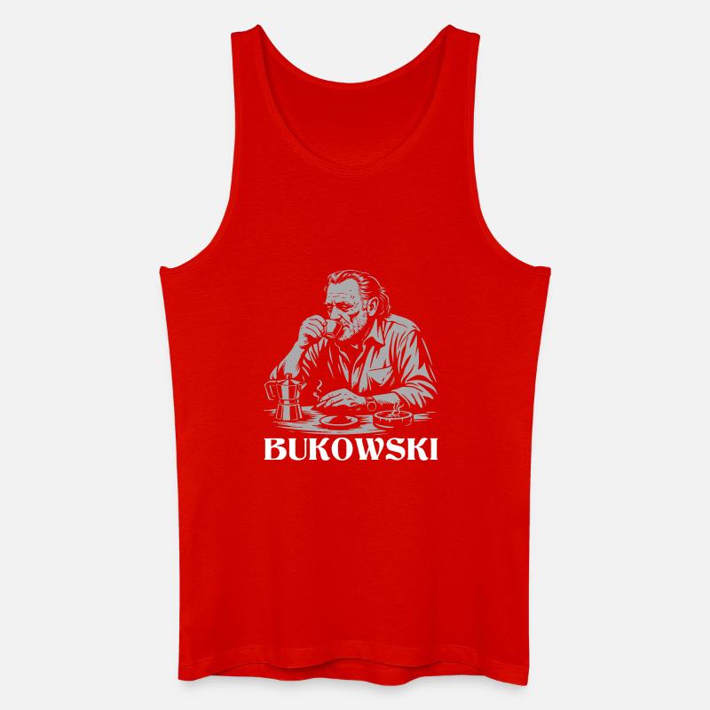 Charles Bukowski trinkt Kaffee im Café - Männer Bio Tank Top - Rot
