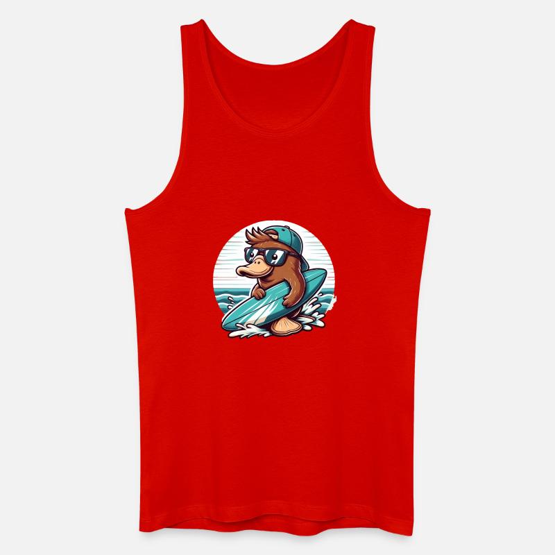 Surfender Biber mit Sonnenbrille - Männer Bio Tank Top - Rot