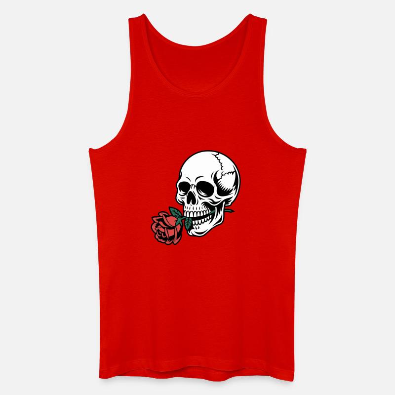 Rockabilly Skull – Rose Statement Gothic Love - Männer Bio Tank Top - Rot