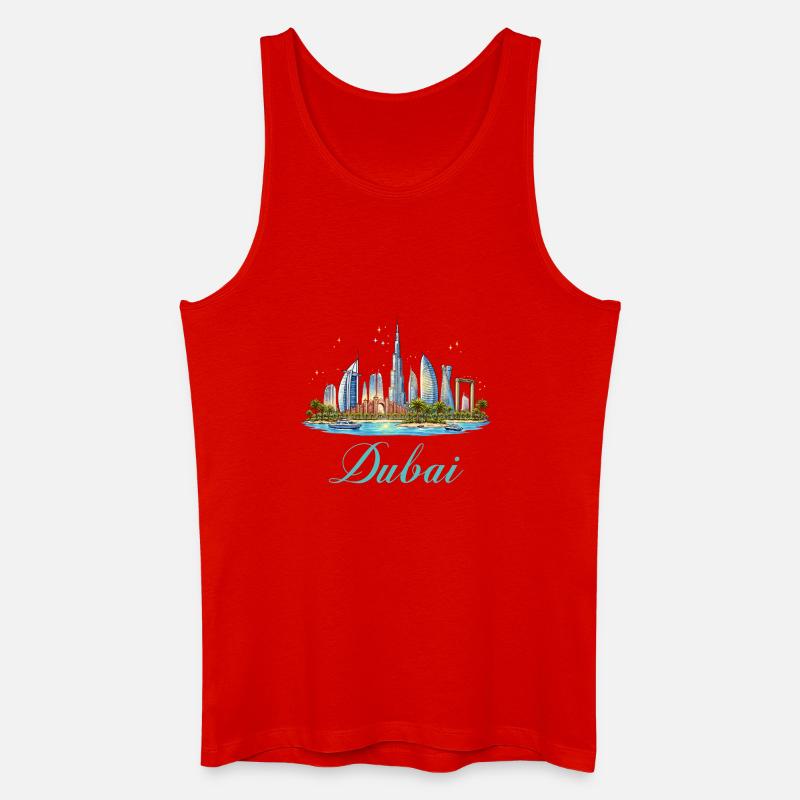 Dubai Skyline Illustration - Männer Bio Tank Top - Rot