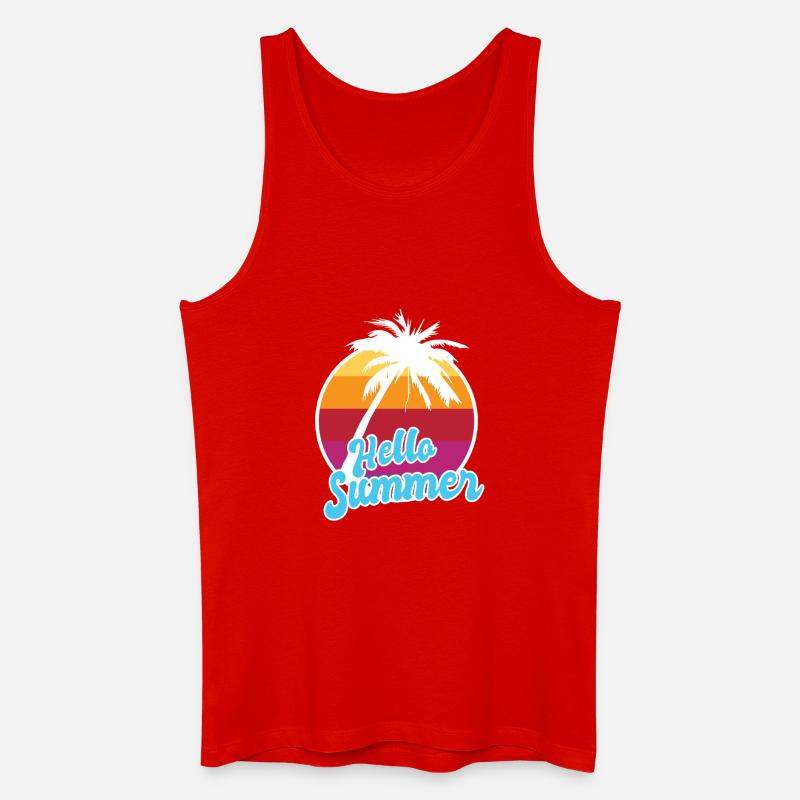 Hello Summer Retro Sunset Palm Art - Männer Bio Tank Top - Rot