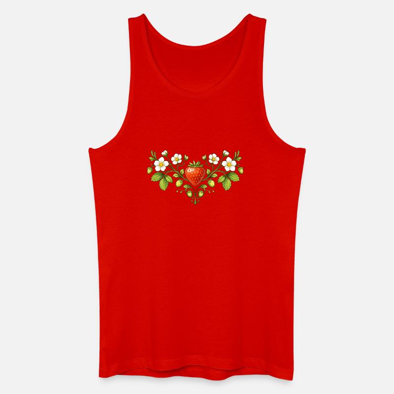 Erdbeer Ornament mit Blüten  - Männer Bio Tank Top - Rot