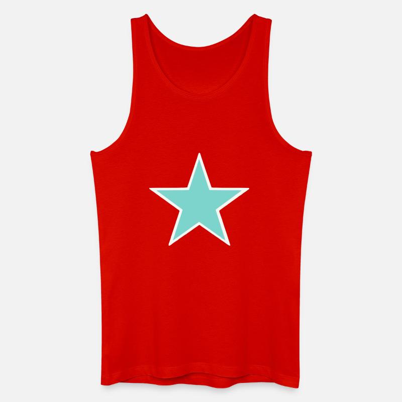 Türkiser Stern mit weißem Rand - Männer Bio Tank Top - Rot