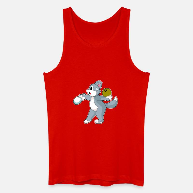 Katze Bowling Bowlingkugel Pin - Männer Bio Tank Top - Rot