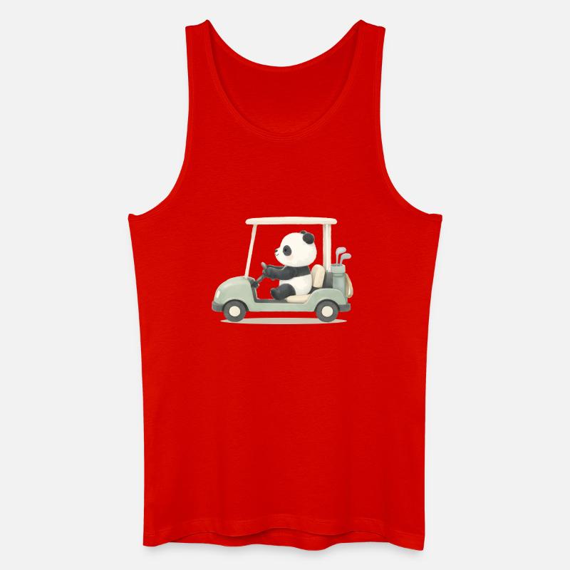 Panda i golfvognsillustration - Økologisk tanktop til mænd - rød