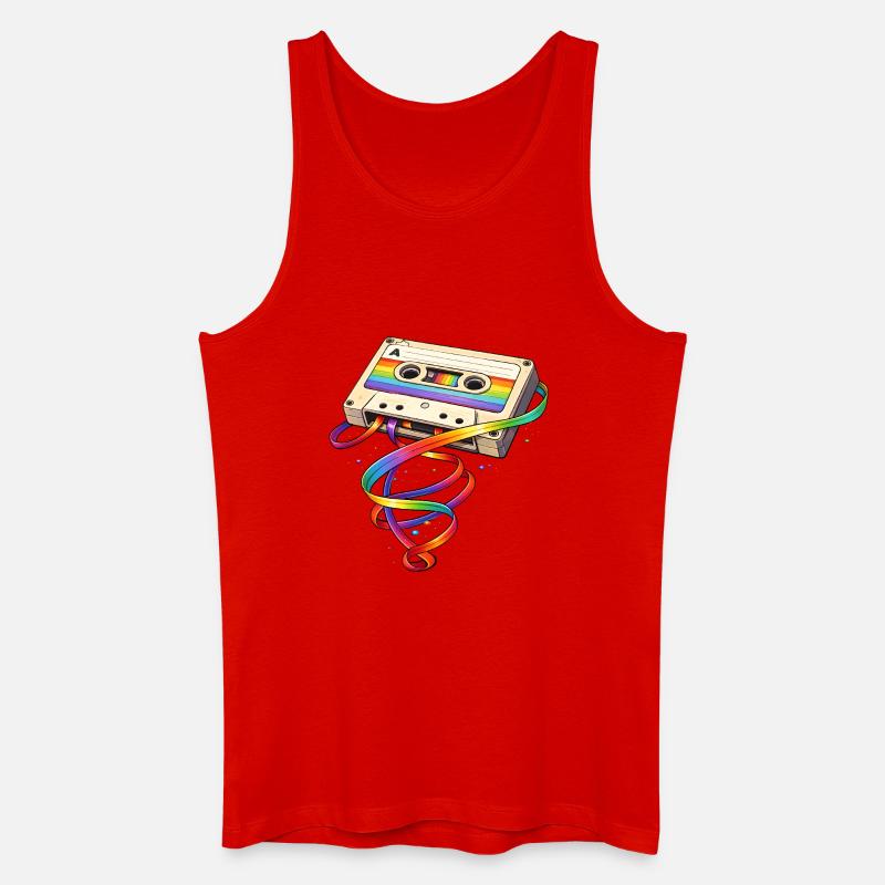 Retro Kassette mit Regenbogen Band   - Männer Bio Tank Top - Rot