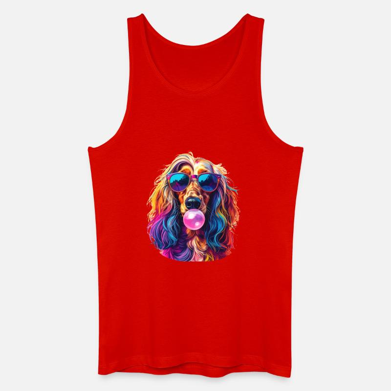 Pop-Art Afghanischer Windhund mit Bubblegum - Männer Bio Tank Top - Rot
