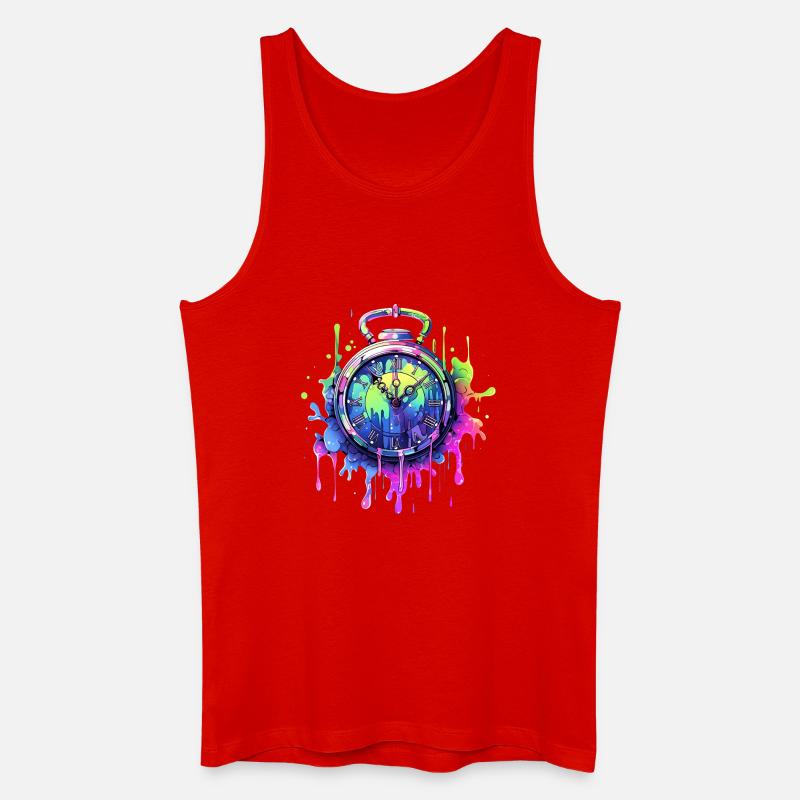 Bunte Uhr mit Farbspritzern - Männer Bio Tank Top - Rot