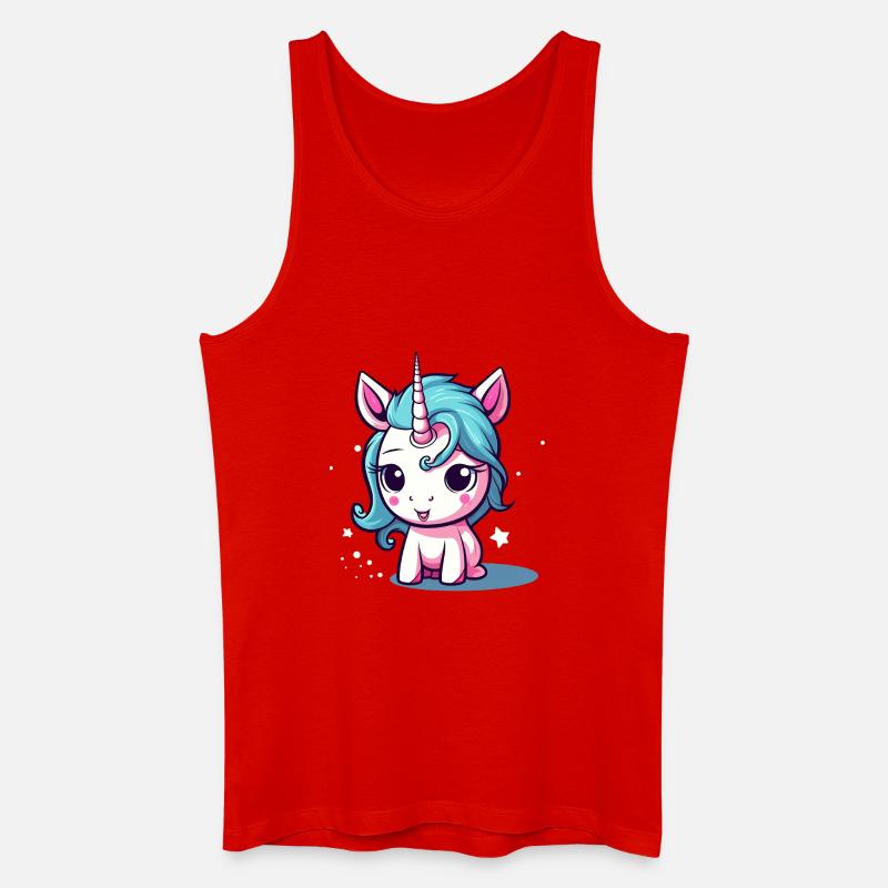Blauhaariges Einhornchen Sticker - Männer Bio Tank Top - Rot
