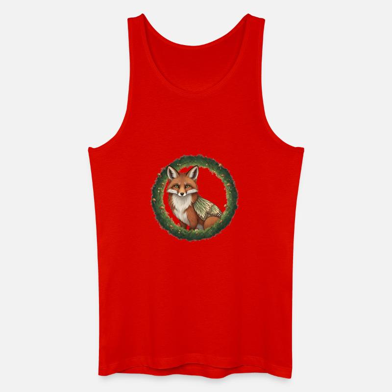 Fuchs Wald Kranz Illustration - Männer Bio Tank Top - Rot