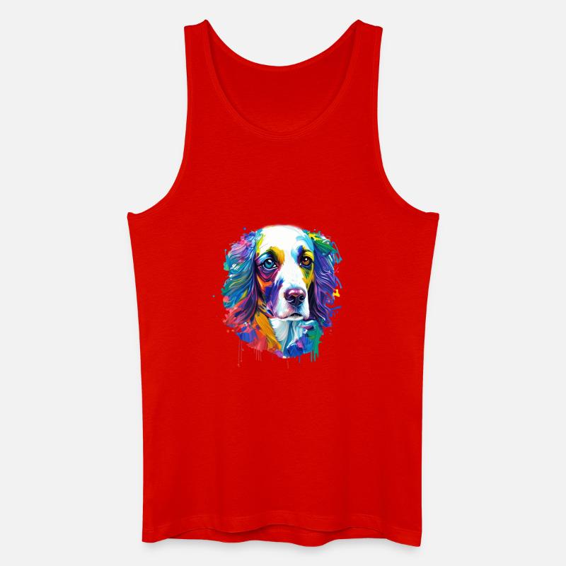 Englischer Springer Spaniel Bunte Spritzkunst - Männer Bio Tank Top - Rot