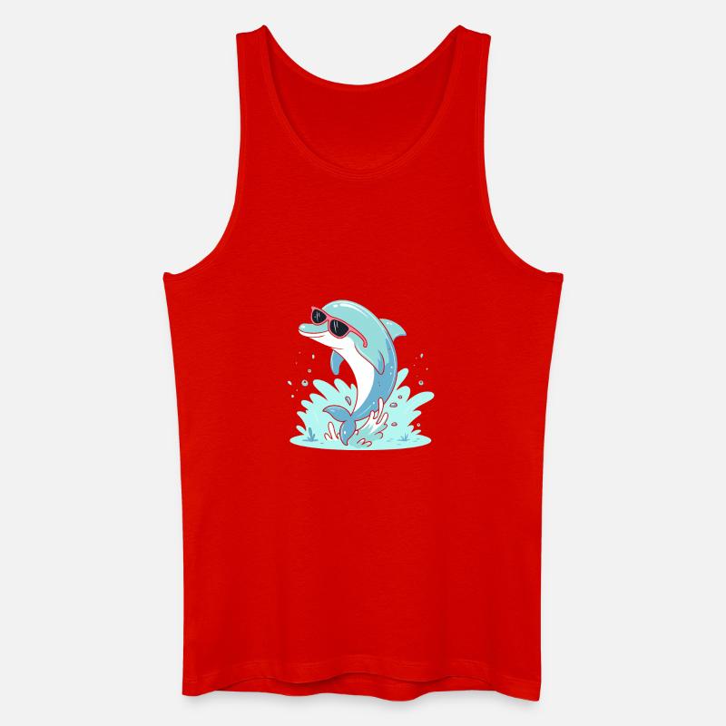 Dolphin Summer Pink Glasses - Men’s Organic Tank Top - red