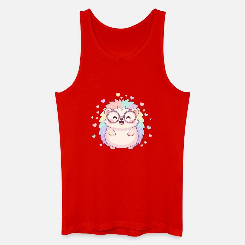 Pastell-Igel mit Brille und Herzen - Männer Bio Tank Top - Rot