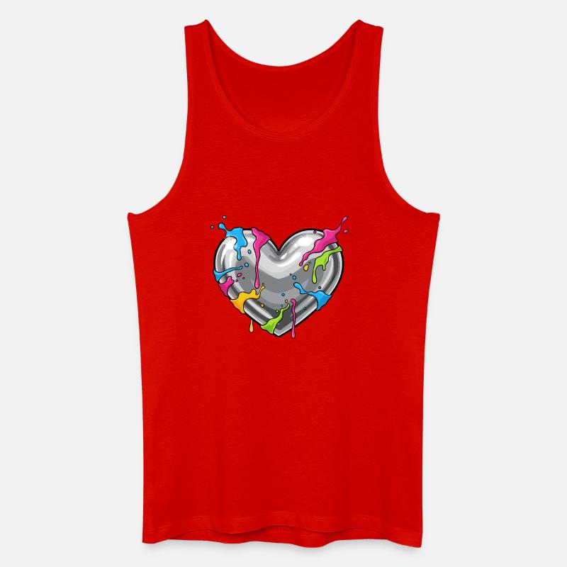 Metallherz mit Farbenschauer - Männer Bio Tank Top - Rot