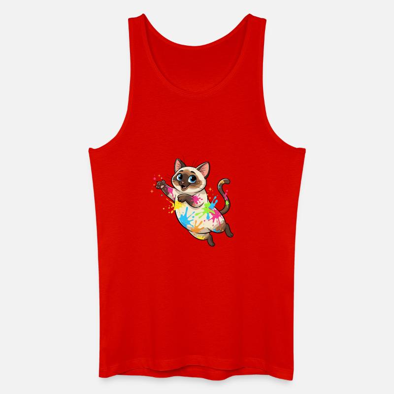 Bunte Farbklecks Katze - Männer Bio Tank Top - Rot