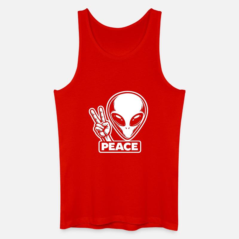 Außerirdischer Alien Peace Frieden auf Erden - Männer Bio Tank Top - Rot