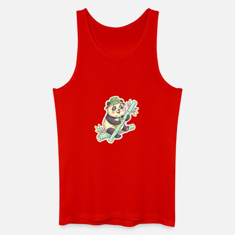 Panda auf Bambuspfad - Männer Bio Tank Top - Rot