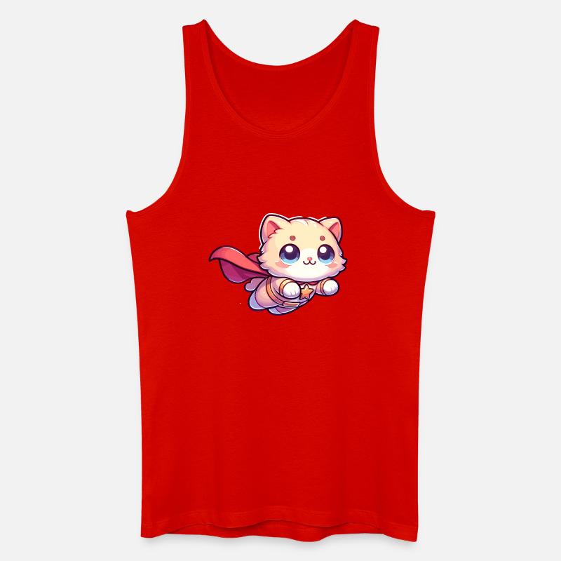 Superheld Katze Kätzchen Helden Mieze - Männer Bio Tank Top - Rot
