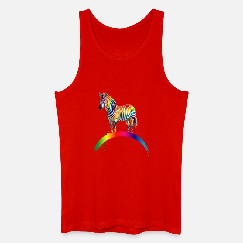 Rainbow Zebra Gradient Art Design - Men’s Organic Tank Top - red