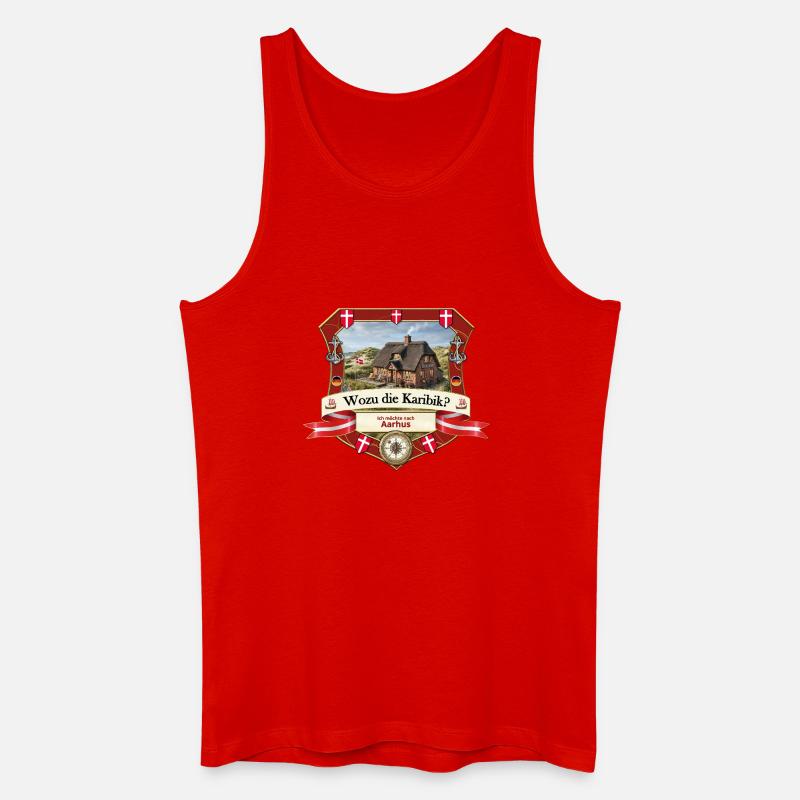 Wozu Karibik? Ich will nach Aarhus! - Männer Bio Tank Top - Rot