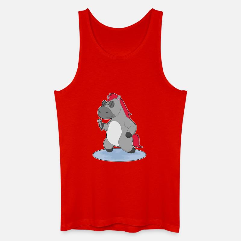 Pferd Sänger Mikrofon Singen - Männer Bio Tank Top - Rot