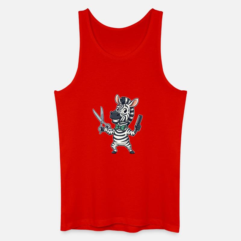Zebra Friseur Cartoon - Männer Bio Tank Top - Rot